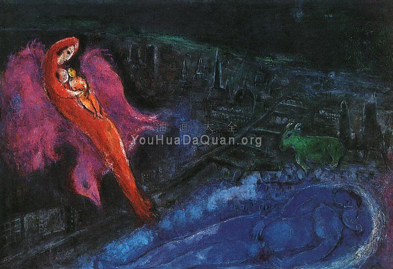 塞纳河上的桥 - 马克·夏加尔